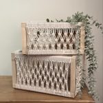 سبد چوبی با بافت مکرومه